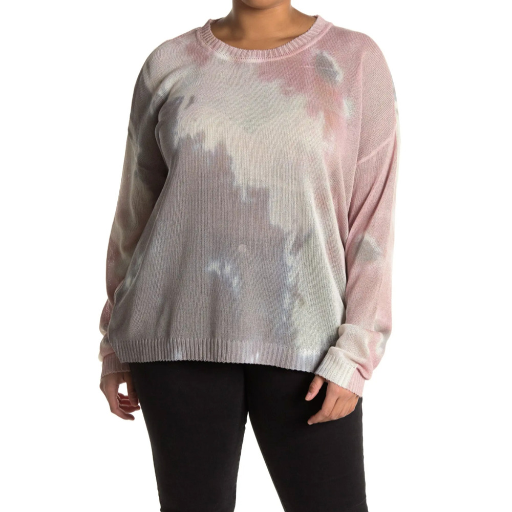 Fate Tie Dye Pink Grey Pullover Sheer Sweater Size Small